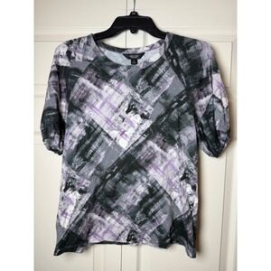 Simply Vera Vera Wang Purple Abstract Top